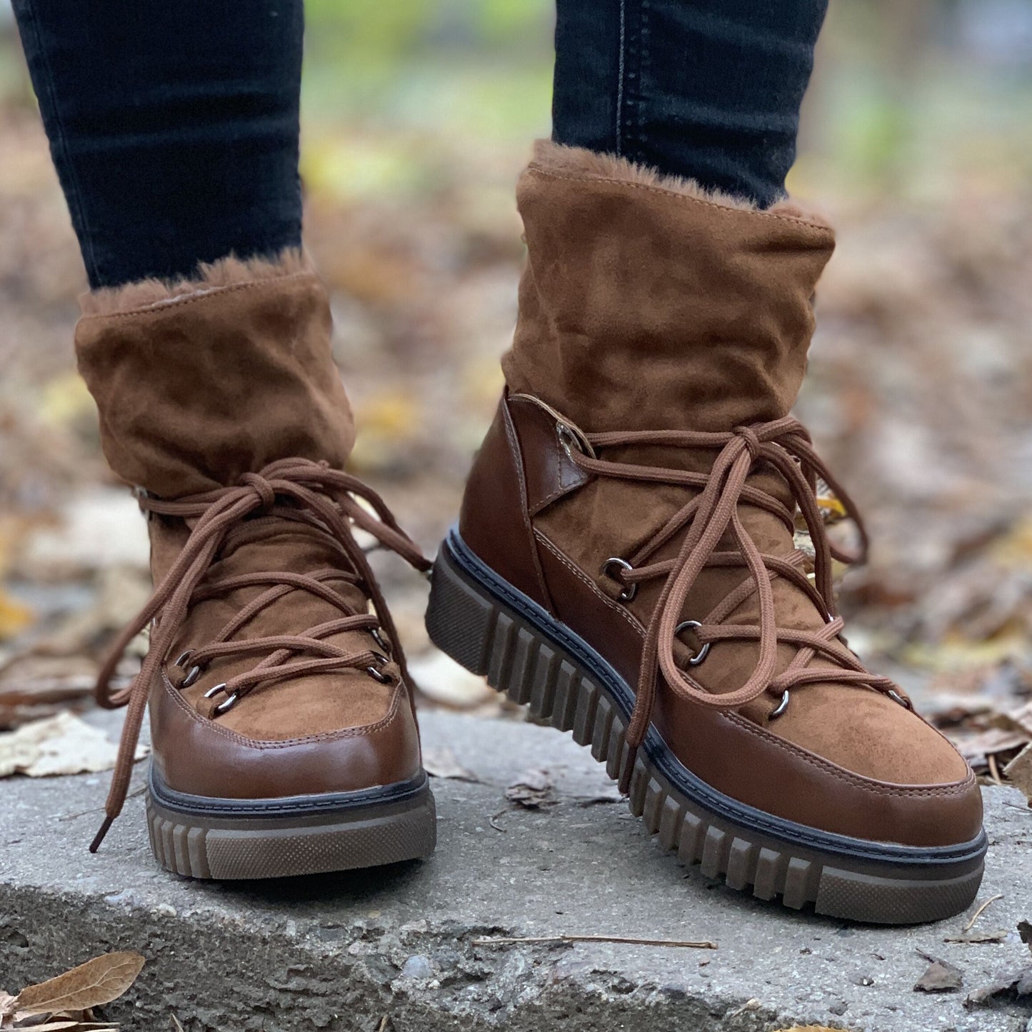 Дамски кафяви боти - Brocky -  Brown