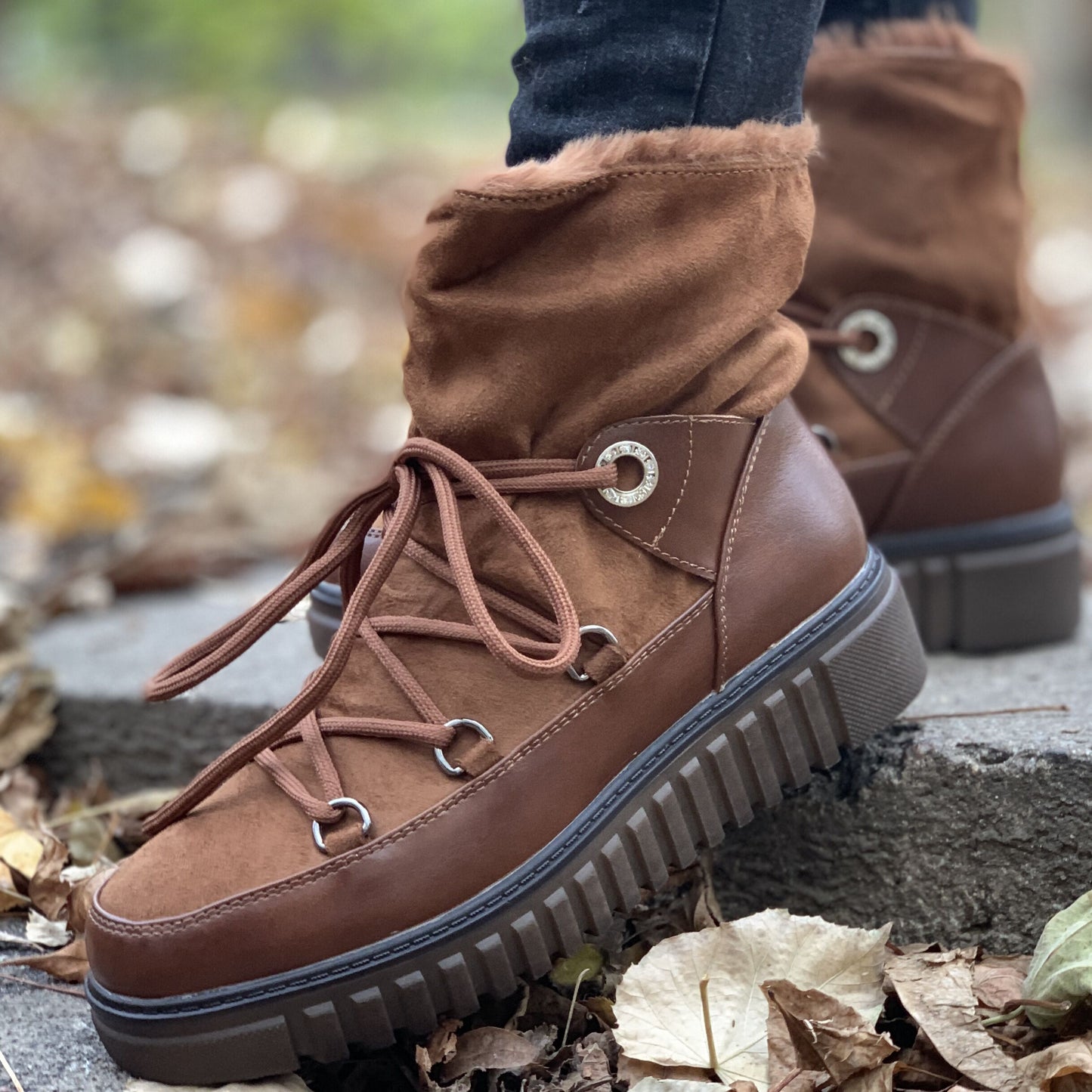 Дамски кафяви боти - Brocky -  Brown