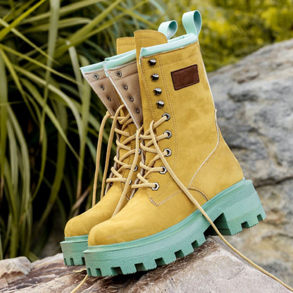 Дамски кафяви боти - Doli -  Camel - Green