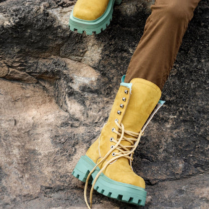 Дамски кафяви боти - Doli -  Camel - Green