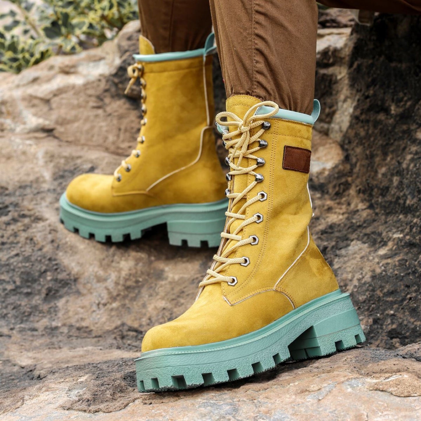 Дамски кафяви боти - Doli -  Camel - Green