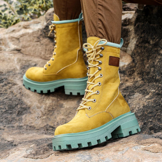 Дамски кафяви боти - Doli -  Camel - Green