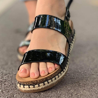 Дамски лачени сандаи Lovita- Black