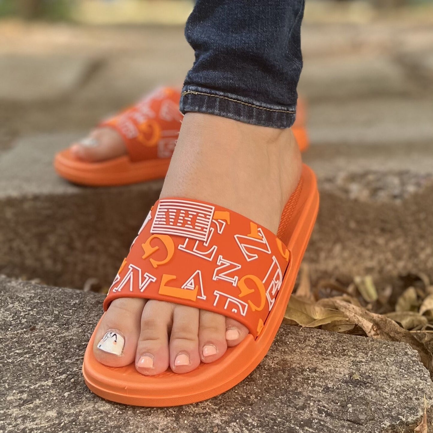Дамски оранжеви чехли - Alphabet - Orange