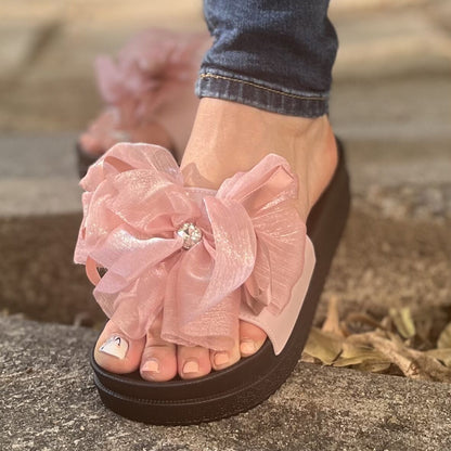 Дамски розови чехли - Flower - Pink