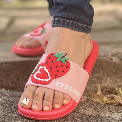 Дамски розови чехли - Fruit - Pink