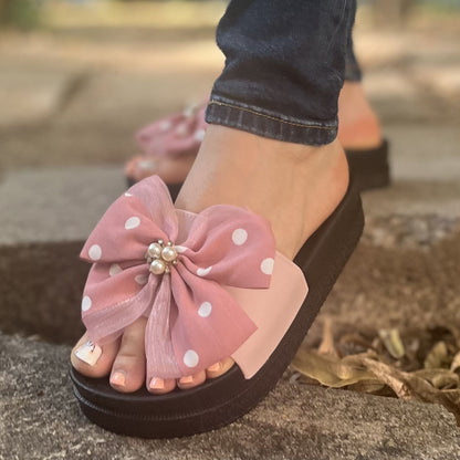 Дамски розови чехли - Roses - Pink