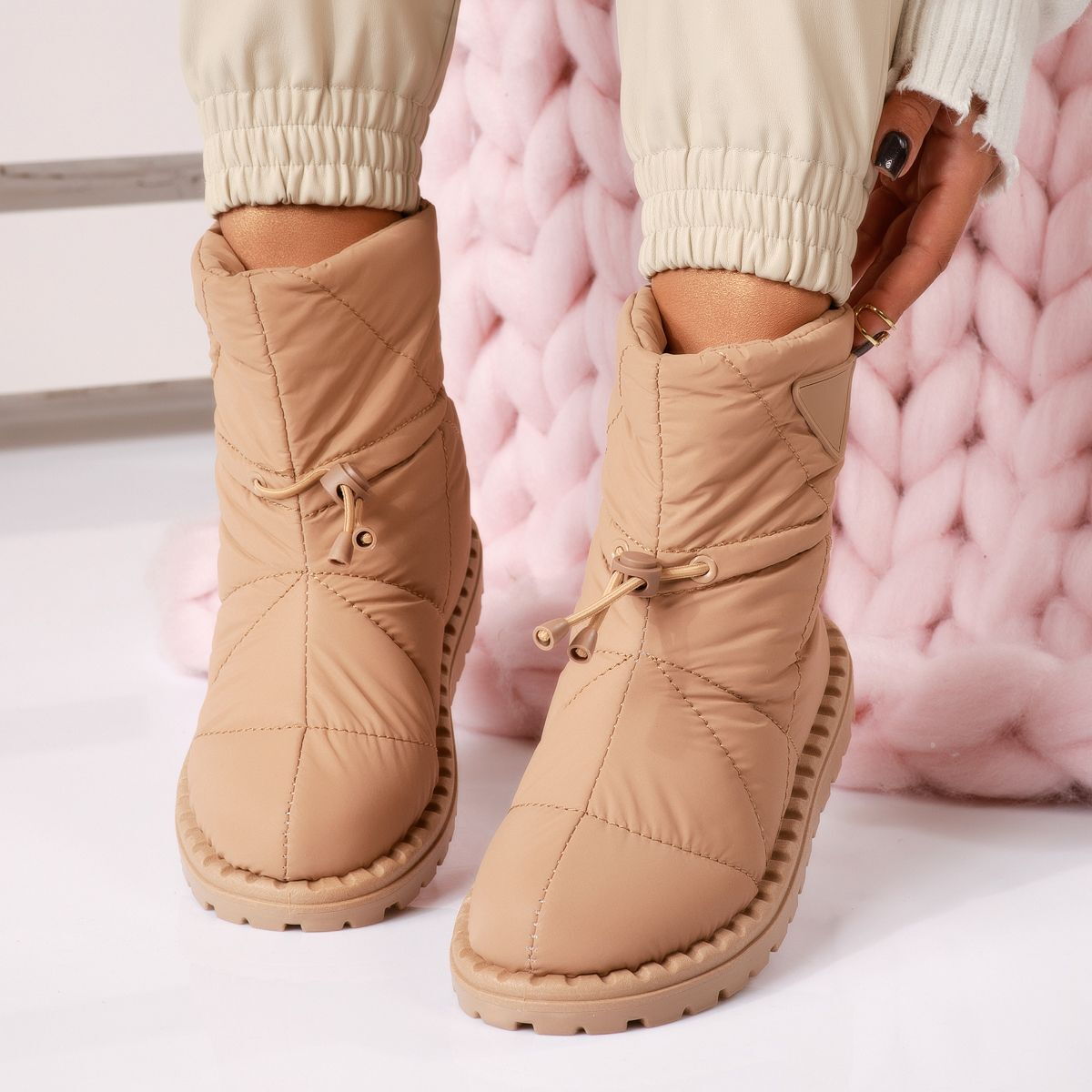 Дамски шушлякови апраски с каракул - Amadeos - Camel