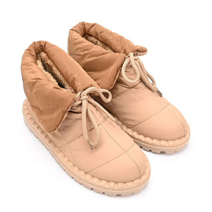 Дамски шушлякови апрески с каракул - Hayaz - Camel