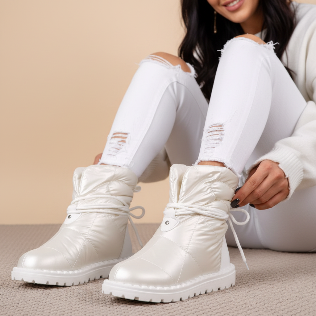 Дамски шушлякови апрески с каракул - Remi - White