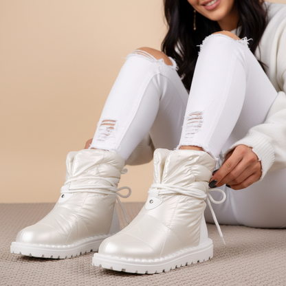 Дамски шушлякови апрески с каракул - Remi - White