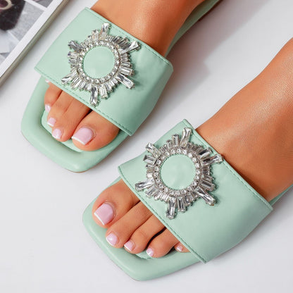 Дамски зелени чехли - Erica - Green