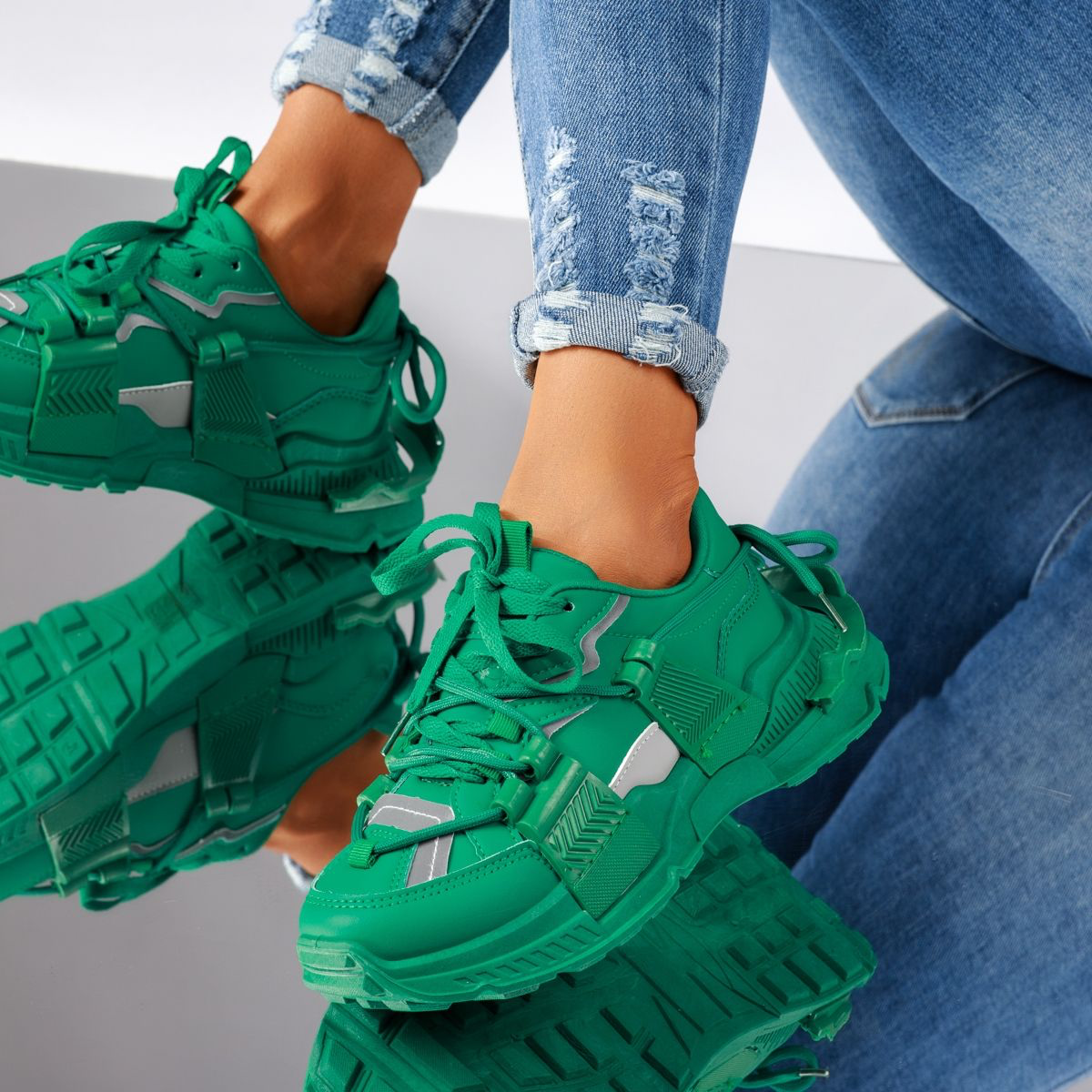 Дамски зелени маратонки - Tracy - Green