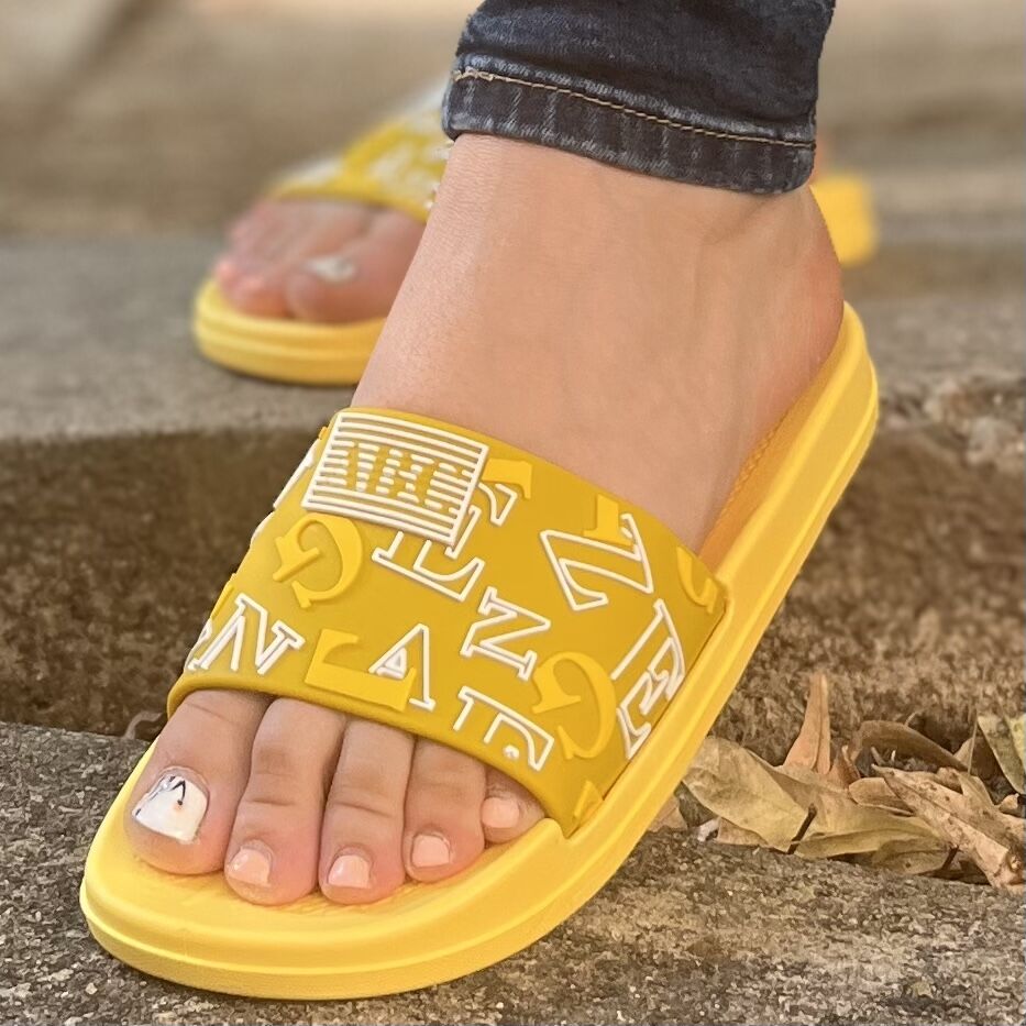 Дамски жълти чехли - Alphabet - Yellow