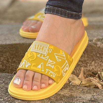 Дамски жълти чехли - Alphabet - Yellow