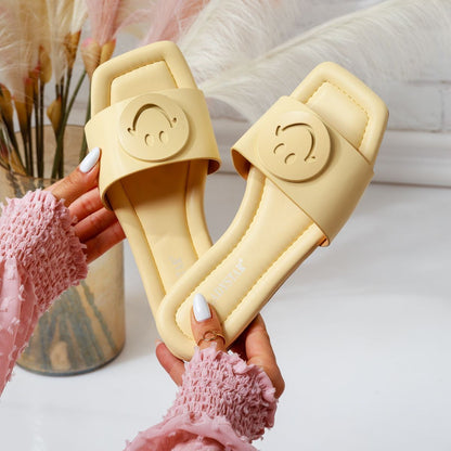 Дамски жълти чехли - Smile - Yellow