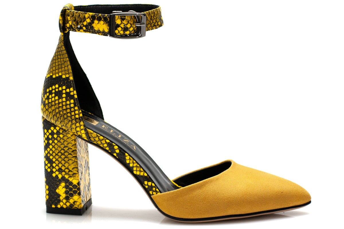 Дамски жълти сандали на ток - Delia - Yellow