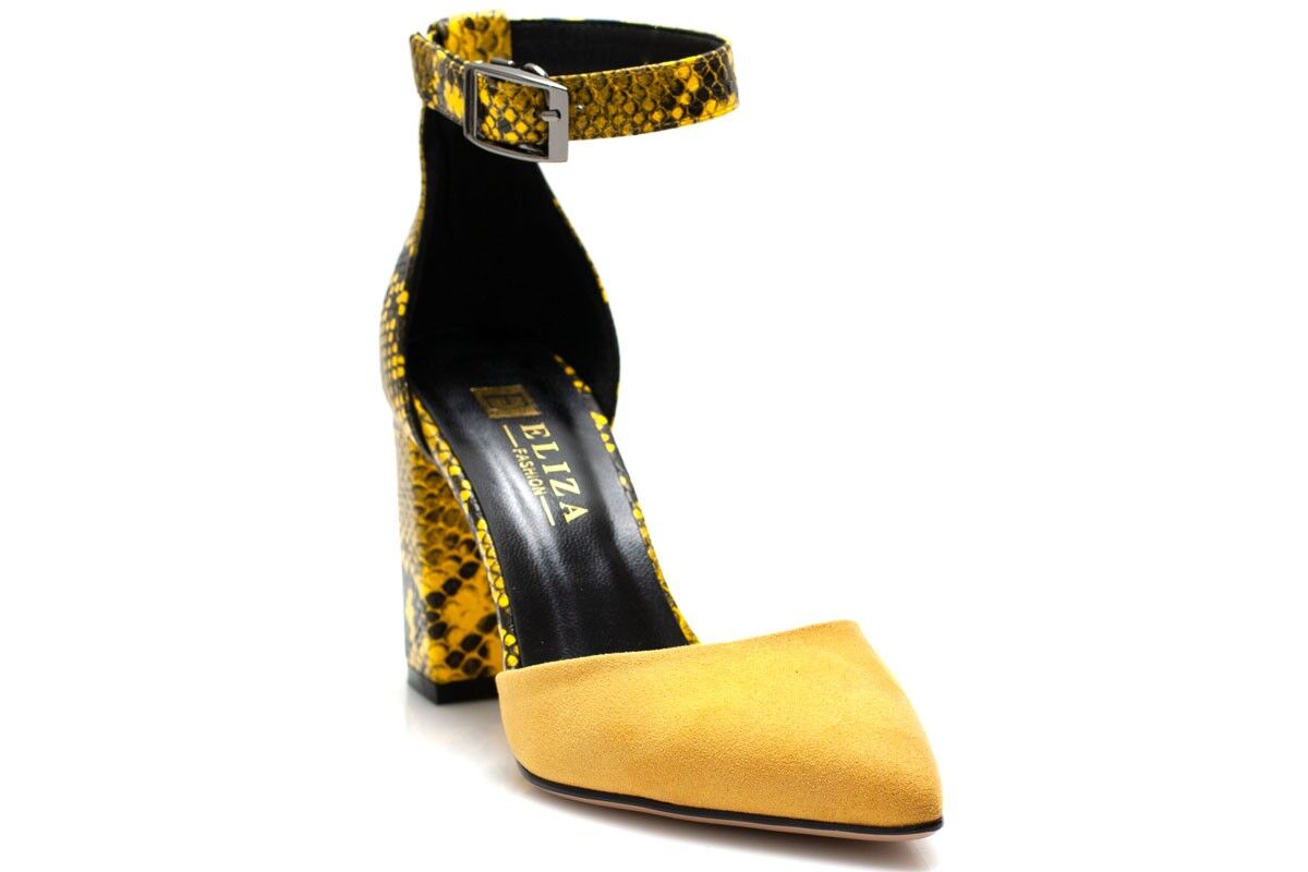 Дамски жълти сандали на ток - Delia - Yellow