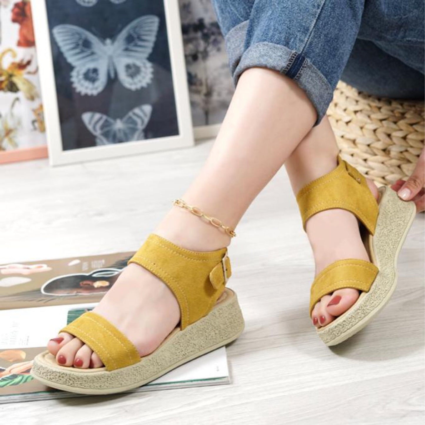 Дамски жълти сандали - Tany - Yellow