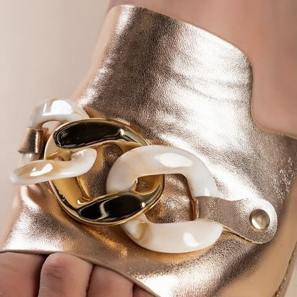 Дамски златисти чехли - Frances - Gold