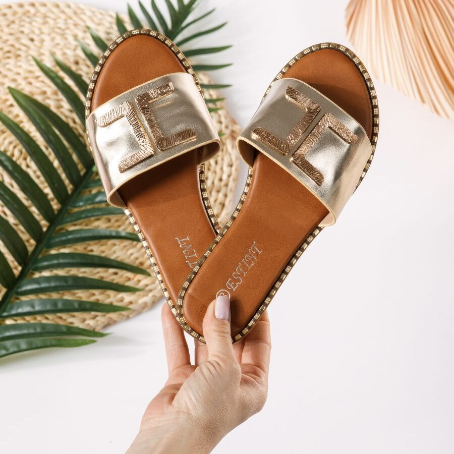 Дамски златисти чехли - Frances - Gold