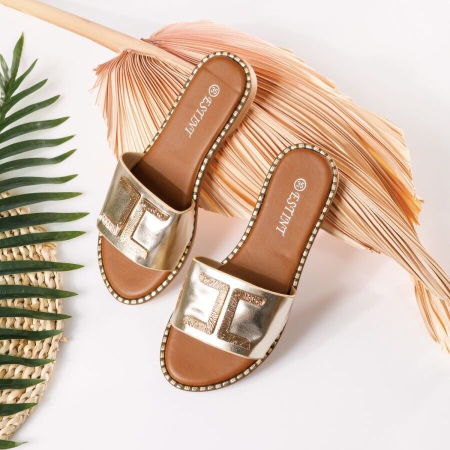 Дамски златисти чехли - Frances - Gold