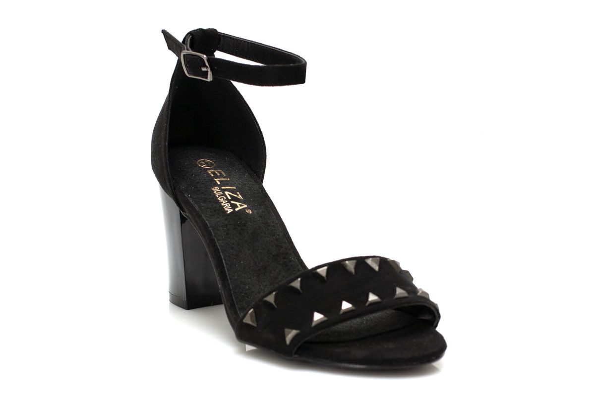 Елегантни черни дамски сандали със шипове - Rich - Black