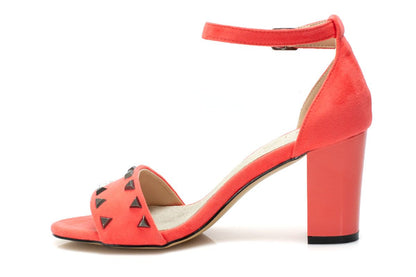 Елегантни дамски сандали със шипове в цвят корал - Rich - CORAL
