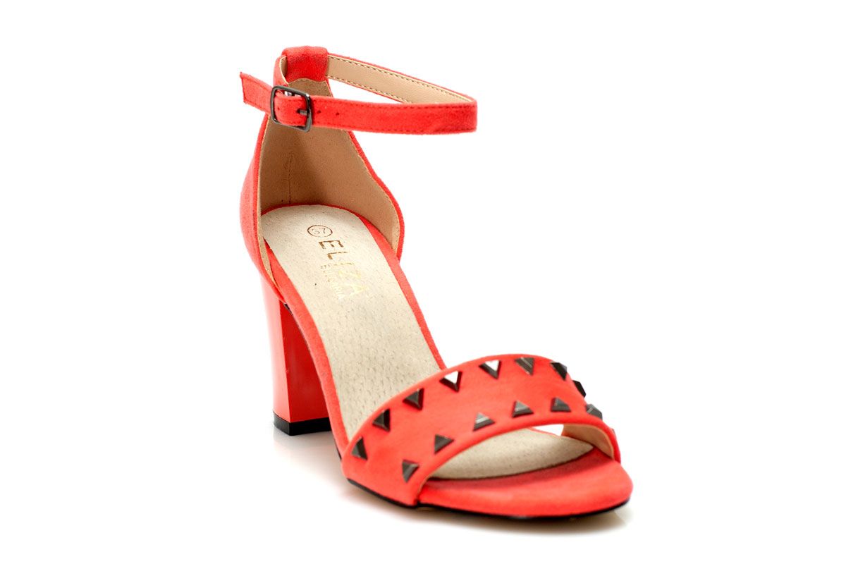 Елегантни дамски сандали със шипове в цвят корал - Rich - CORAL