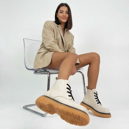 Дамски бежови боти - Santana - Beige