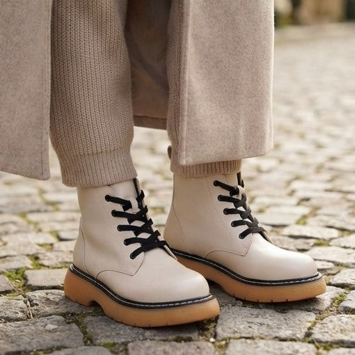 Дамски бежови боти - Santana - Beige