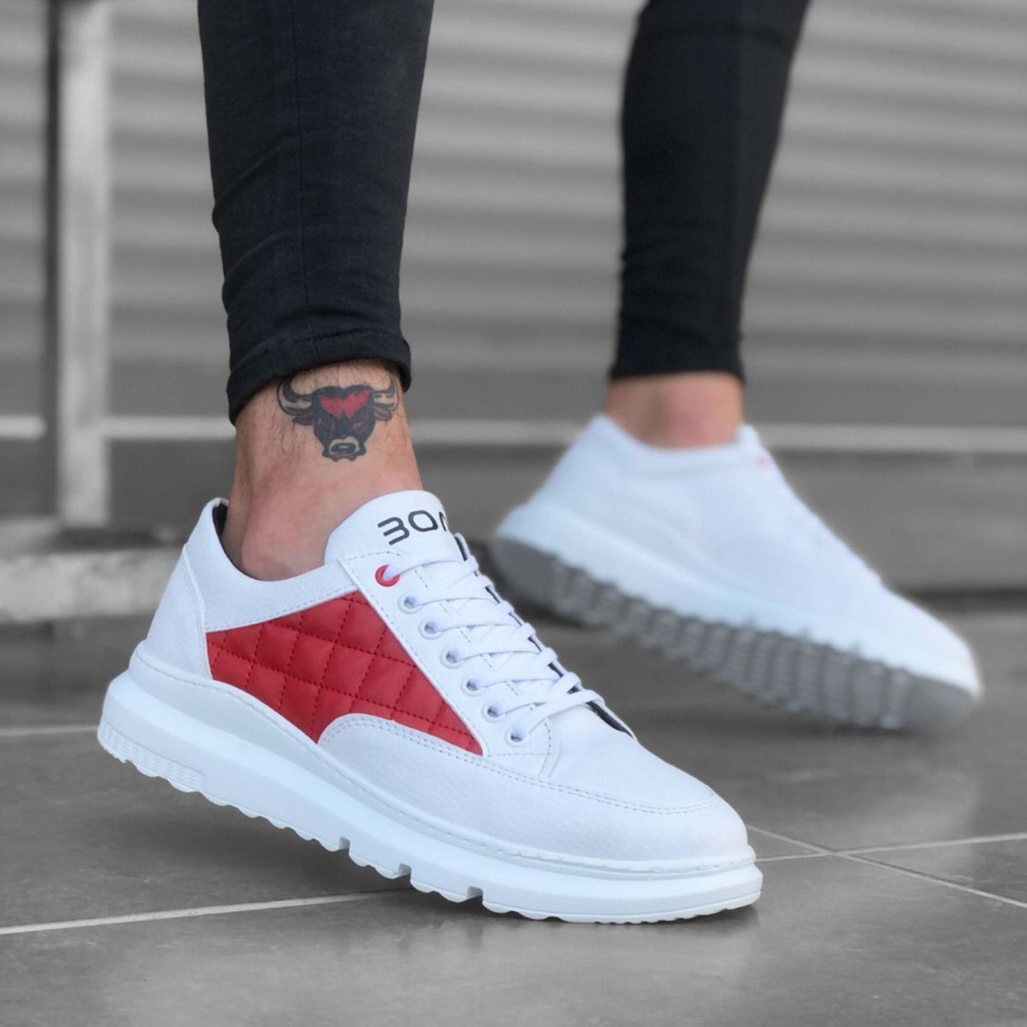 Мъжки бели маратонки - Jonathan  - White - Red