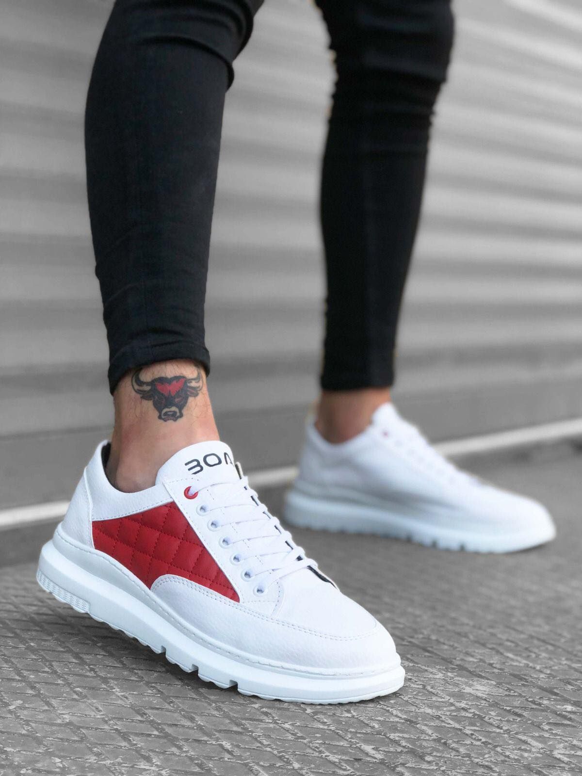 Мъжки бели маратонки - Jonathan  - White - Red