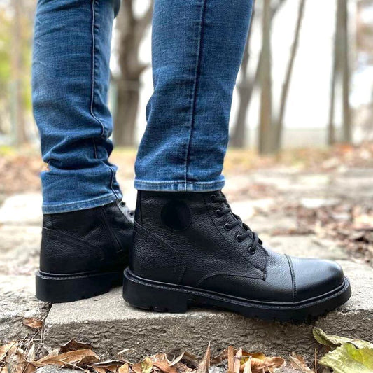 Мъжки боти от естествена кожа - Axel - Black