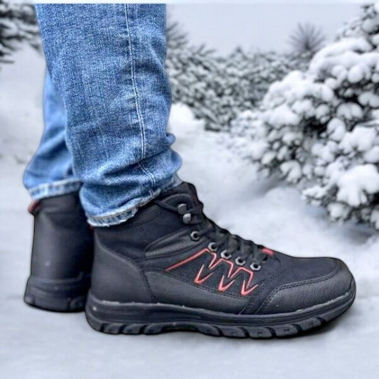 Мъжки черни боти - Freddy - Black - Red