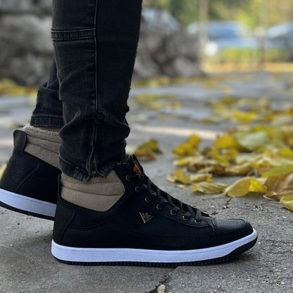 Мъжки черни боти - Robbie -  Black - White