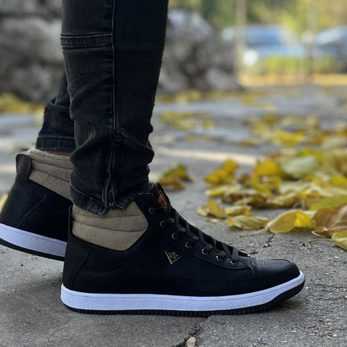 Мъжки черни боти - Robbie -  Black - White