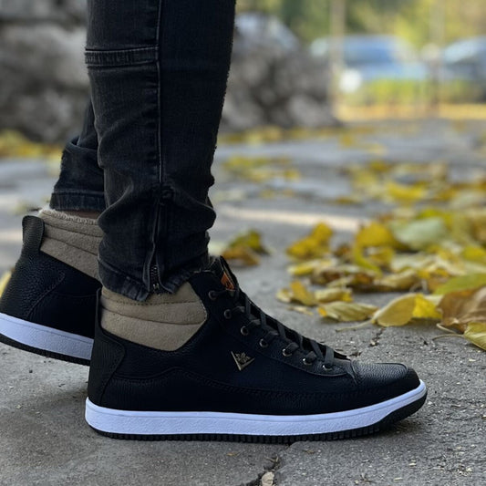 Мъжки черни боти - Robbie -  Black - White