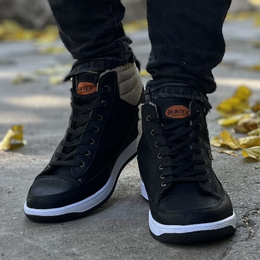 Мъжки черни боти - Robbie -  Black - White