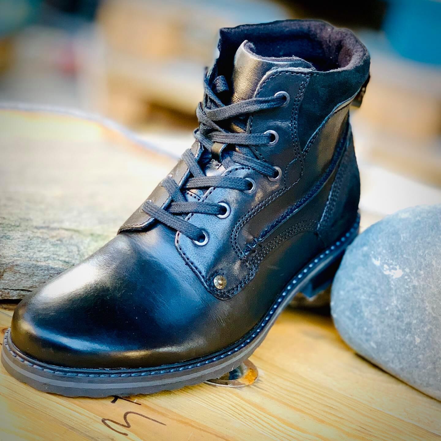 Мъжки черни кожени боти Jano - Black - естествена кожа