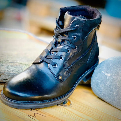 Мъжки черни кожени боти Jano - Black - естествена кожа