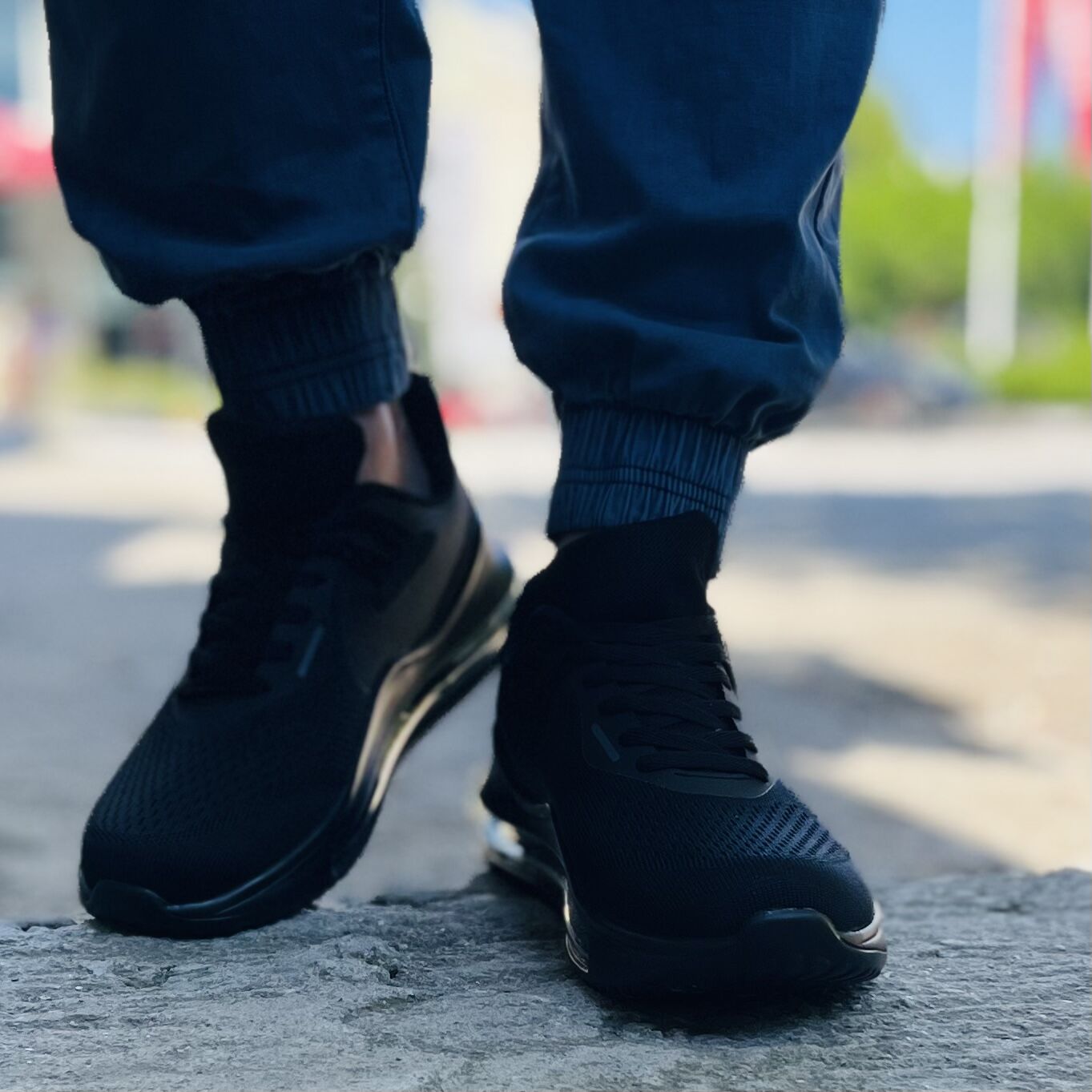 Мъжки черни маратонки - Johny -  All Black