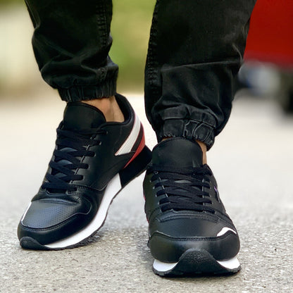 Мъжки черни маратонки - Joy - Black - Red