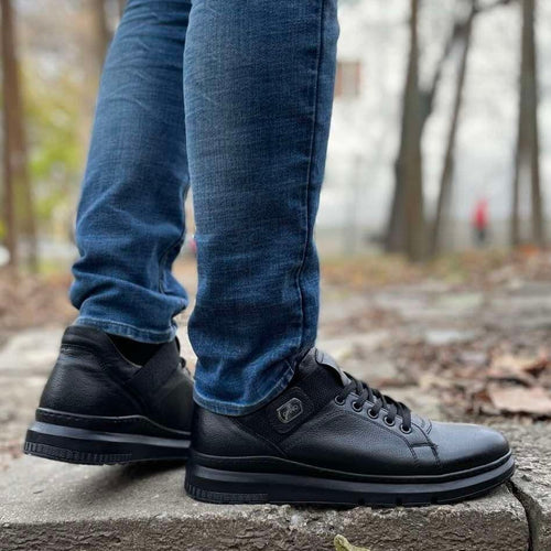 Мъжки кецове от естествена кожа - Emiliano - Black