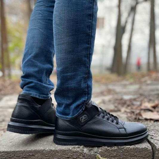 Мъжки кецове от естествена кожа - Emiliano - Black