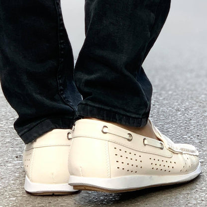 Елегантни мъжки мокасини Lauro- White