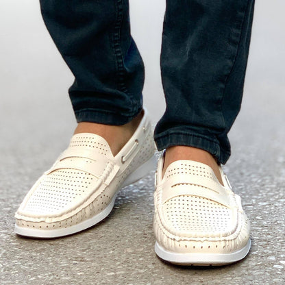 Елегантни мъжки мокасини Lauro- White