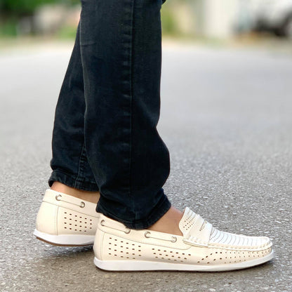 Елегантни мъжки мокасини Lauro- White