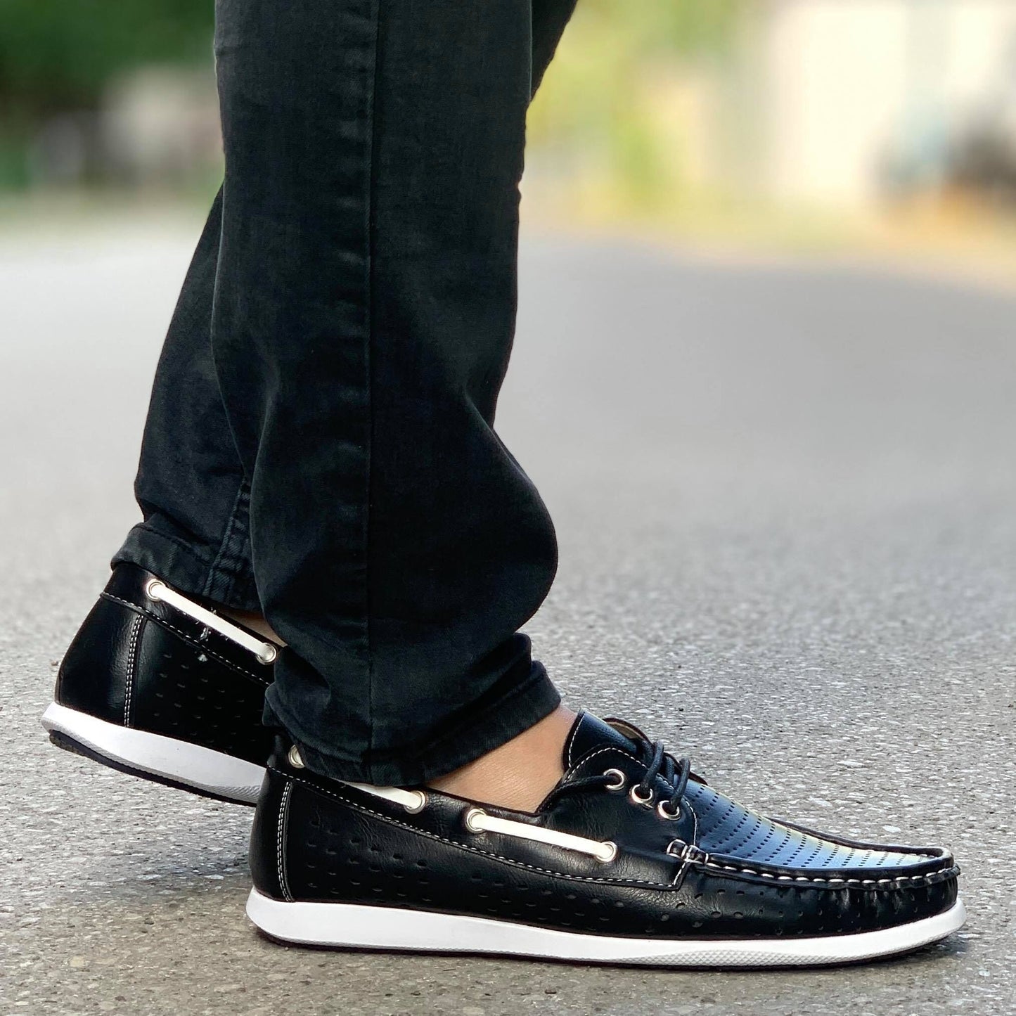 Мъжки мокасини с връвки Celso- Black