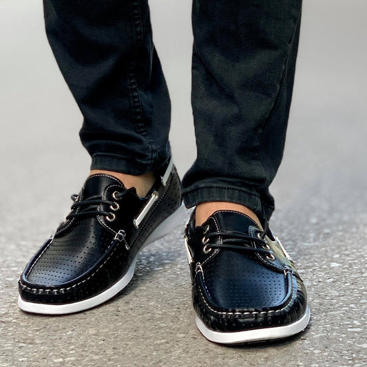 Мъжки мокасини с връвки Celso- Black